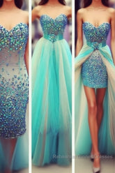 Sexy Colored Crystal Rhinestones Removable Skirt Sheath Long Heavy Beadings Green Champagne Long Semi Formal Dress